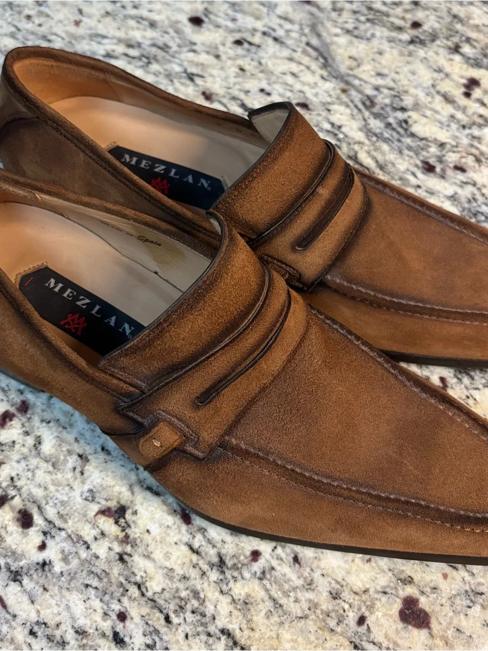 Mezlan Tan Suede Penny Loafers